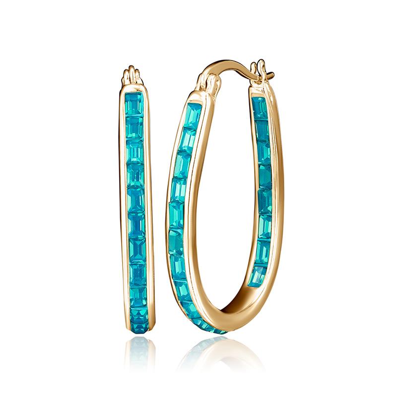 Inside & Out Blue Baguette Hoop Earrings